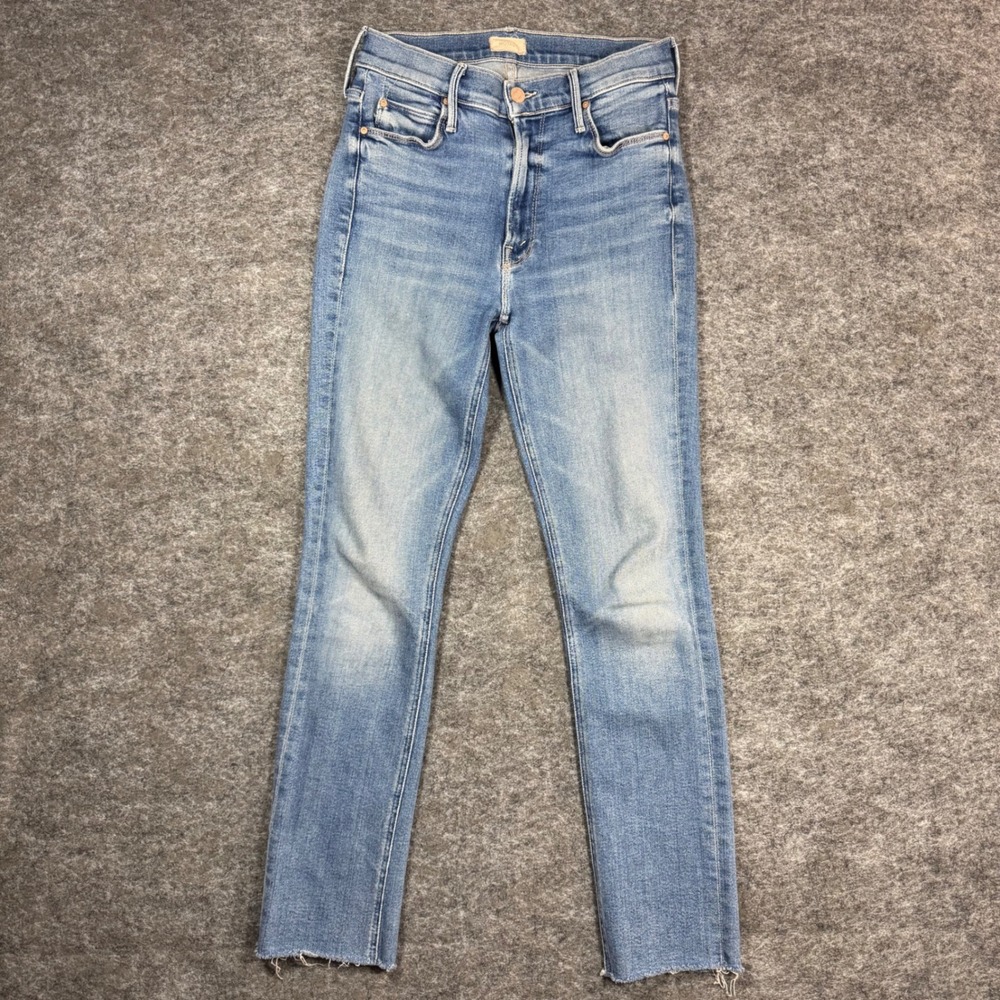 Mother Jeans Mid Rise Dazzler Ankle Fray Riding The Cliffside Womens 26 Raw Hem